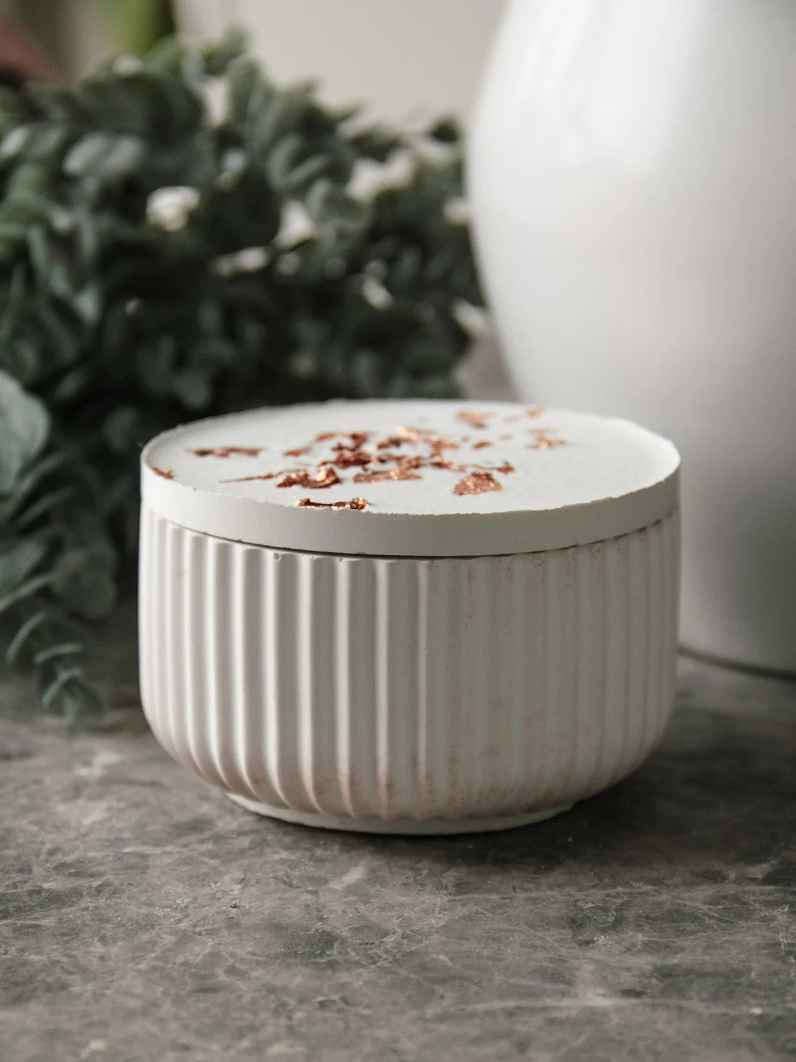 Round Ribbed Decor | storage jar with lid  - Customizable