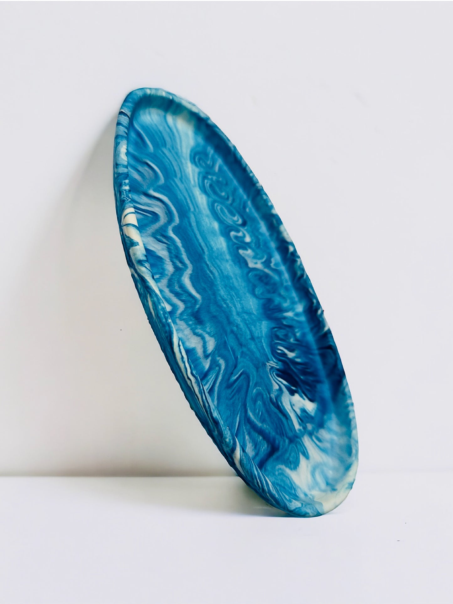 Oval Trinket Tray - Blue White