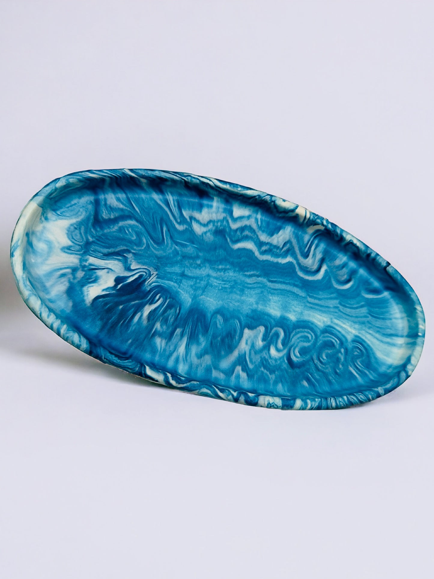 Oval Trinket Tray - Blue White