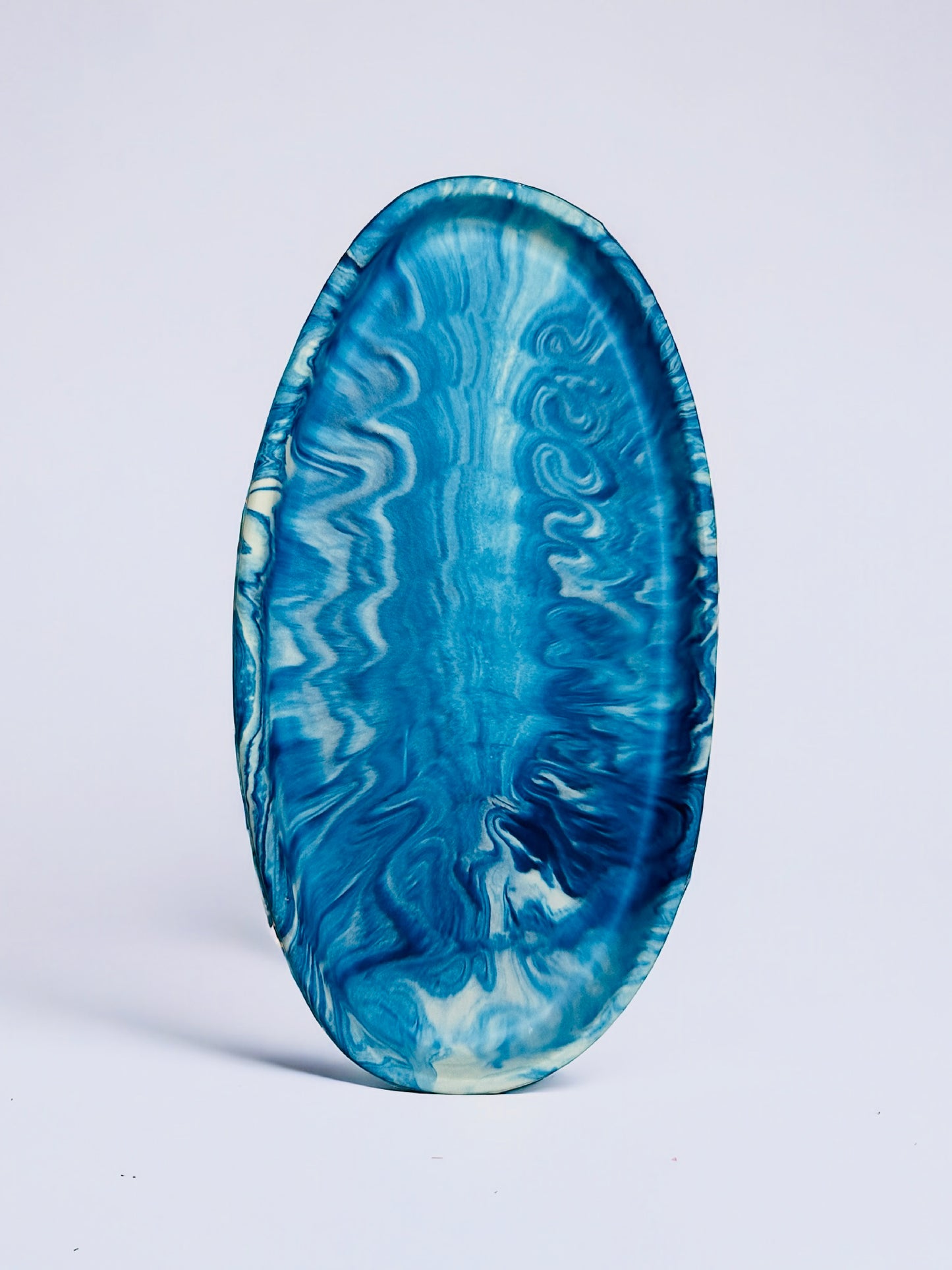 Oval Trinket Tray - Blue White